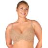 imageHSIA Minimizer Bras for Women Full Coverage Embroidered Bras Plus Size Bra for Heavy Breasts Unlined Bra with UnderwireWarm Beige