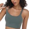 imageHSIA Sports Bras for Women Strappy Criss Cross Back Medium Support Yoga Crop Top with Removable Padded CupArmy Green