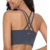 imageHSIA Sports Bras for Women Strappy Criss Cross Back Medium Support Yoga Crop Top with Removable Padded CupDark Grey
