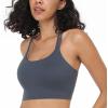imageHSIA Sports Bras for Women Strappy Criss Cross Back Medium Support Yoga Crop Top with Removable Padded CupDark Grey