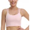 imageHSIA Sports Bras for Women Strappy Criss Cross Back Medium Support Yoga Crop Top with Removable Padded CupLight Pink