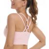 imageHSIA Sports Bras for Women Strappy Criss Cross Back Medium Support Yoga Crop Top with Removable Padded CupLight Pink