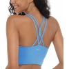 imageHSIA Sports Bras for Women Strappy Criss Cross Back Medium Support Yoga Crop Top with Removable Padded CupStill Water Blue