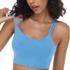 imageHSIA Sports Bras for Women Strappy Criss Cross Back Medium Support Yoga Crop Top with Removable Padded CupStill Water Blue