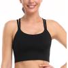 imageHSIA Womens Sports Bra Yoga Tank Tops Workout Padded Medium Support Longline Strappy Crisscross BackBlack
