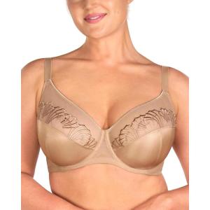 imageHSIA Minimizer Bras for Women Full Coverage Embroidered Bras Plus Size Bra for Heavy Breasts Unlined Bra with UnderwireDark Beige