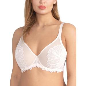 imageHSIA Minimizer Bras for Women Full Coverage Embroidered Bras Plus Size Bra for Heavy Breasts Unlined Bra with UnderwireWhite