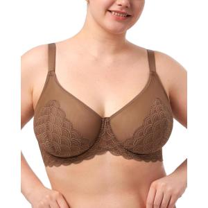 imageHSIA Minimizer Bras for Women Large Bust Full Coverage Lace Plus Size Bra  Mermaid ScalesCoffee Brown