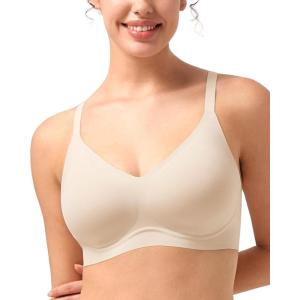 imageHSIA Wireless Tshirt Bras for Women Push Up Seamless Full Coverage Bralette No Wire Everyday Comfort BraBeige