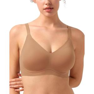 imageHSIA Wireless Tshirt Bras for Women Push Up Seamless Full Coverage Bralette No Wire Everyday Comfort BraCoffee