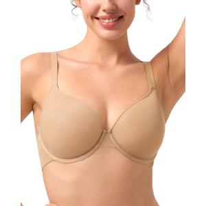 imageHSIA Wireless Tshirt Bras for Women Push Up Seamless Full Coverage Bralette No Wire Everyday Comfort BraWarm Beige