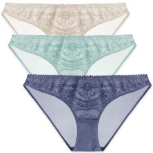 imageHSIA Womens Panties Underwear Bikini Stretch Briefs Delicate Floral Lace Hipsters Underpants Breathable Ladies 3Pack Regular ampamp Plus Size