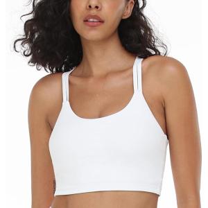 imageHSIA Womens Sports Bra Yoga Tank Tops Workout Padded Medium Support Longline Strappy Crisscross BackWhite
