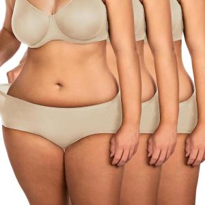 imageHSIA Womens Underwear Bikini Panties Lace Soft Hipster Panty Ladies Stretch Full Briefs 3XLBeige