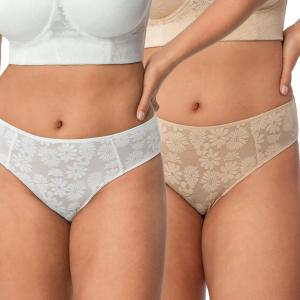 imageHSIA Womens Underwear Bikini Panties Lace Soft Hipster Panty Ladies Stretch Full Briefs 3XLNatural Nudewhite