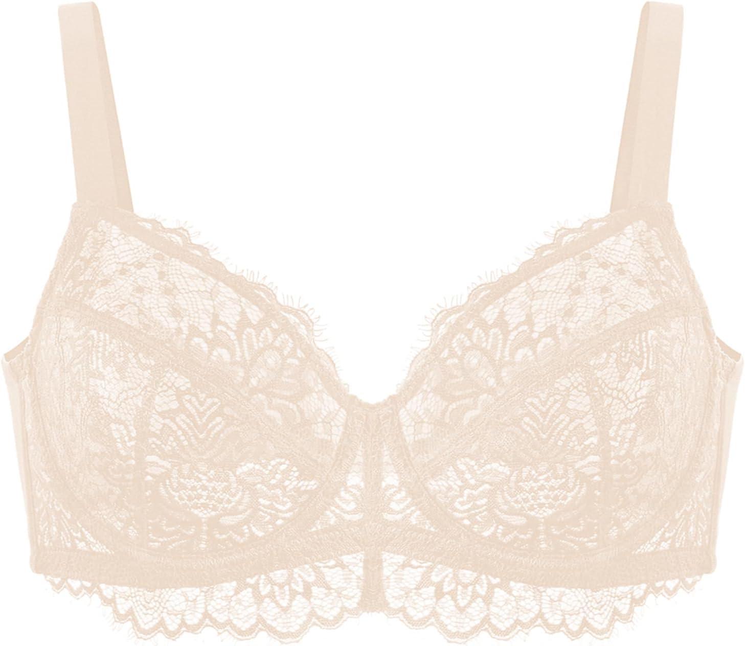 imageHSIA Minimizer Bra for Women  Plus Size Full Coverage Lace Bra with Underwire Non PaddedApricot