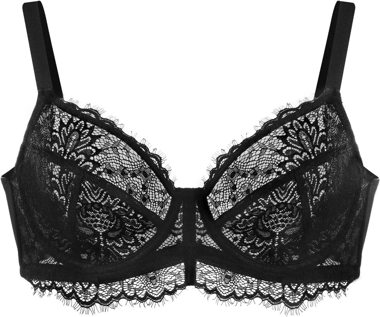 imageHSIA Minimizer Bra for Women  Plus Size Full Coverage Lace Bra with Underwire Non PaddedBlack