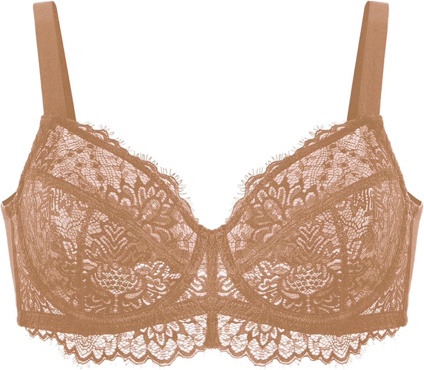 imageHSIA Minimizer Bra for Women  Plus Size Full Coverage Lace Bra with Underwire Non PaddedCoffee
