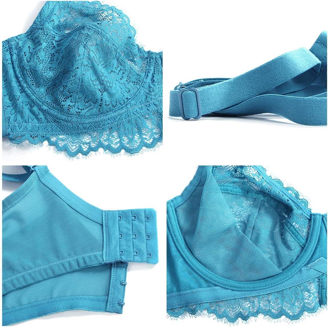 imageHSIA Minimizer Bra for Women  Plus Size Full Coverage Lace Bra with Underwire Non PaddedHorizon Blue