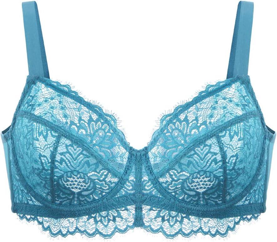 imageHSIA Minimizer Bra for Women  Plus Size Full Coverage Lace Bra with Underwire Non PaddedHorizon Blue