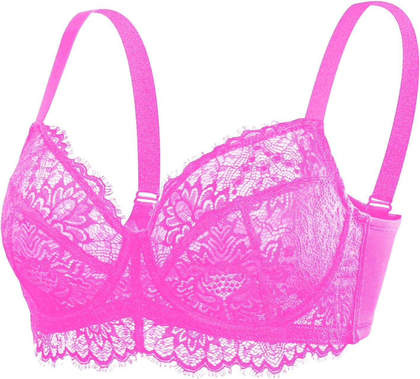 imageHSIA Minimizer Bra for Women  Plus Size Full Coverage Lace Bra with Underwire Non PaddedHot Pink