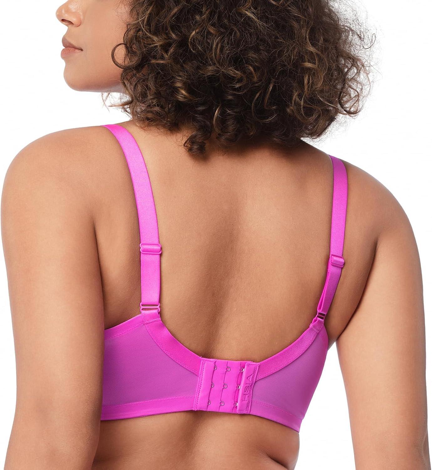 imageHSIA Minimizer Bra for Women  Plus Size Full Coverage Lace Bra with Underwire Non PaddedHot Pink
