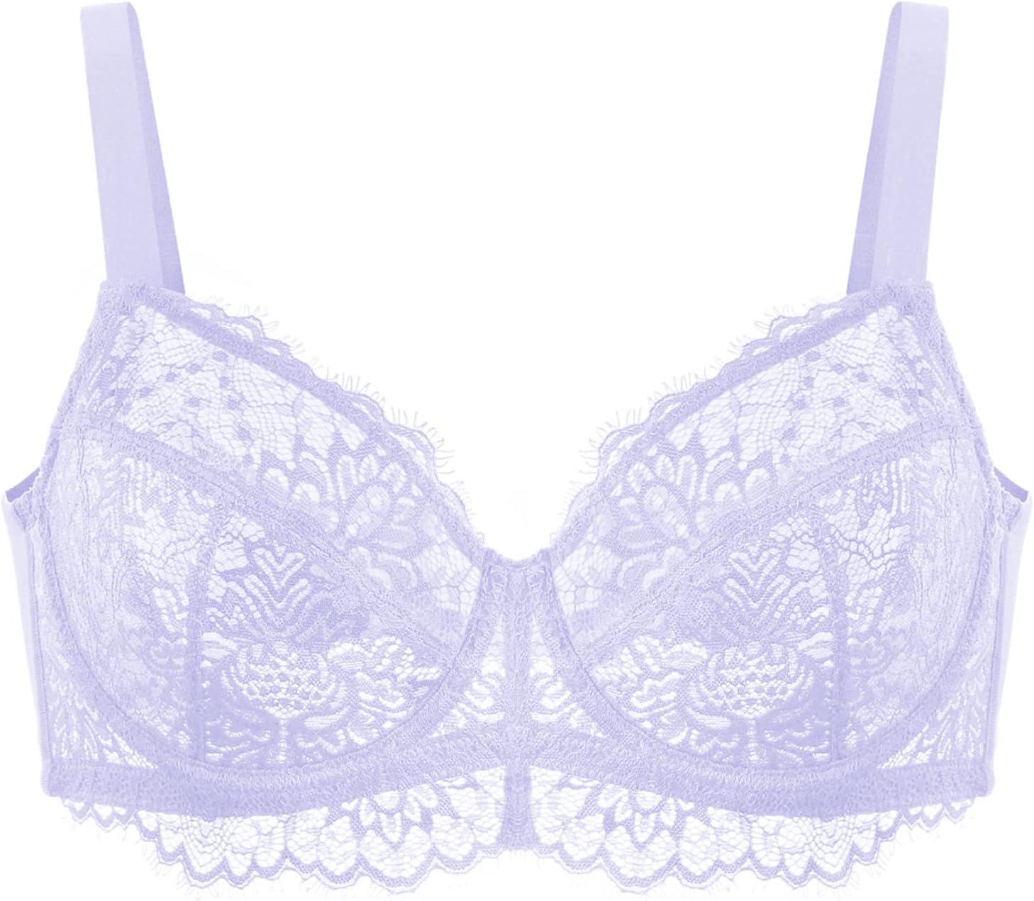 imageHSIA Minimizer Bra for Women  Plus Size Full Coverage Lace Bra with Underwire Non PaddedPurple