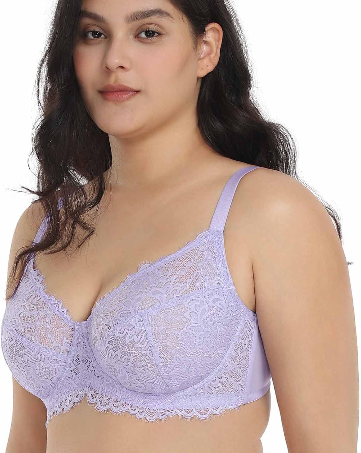 imageHSIA Minimizer Bra for Women  Plus Size Full Coverage Lace Bra with Underwire Non PaddedPurple