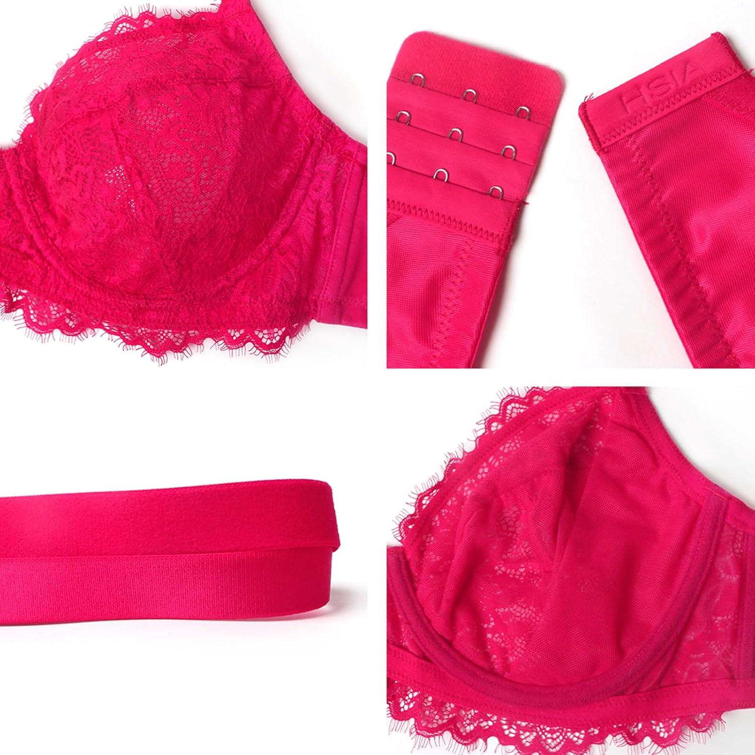 imageHSIA Minimizer Bra for Women  Plus Size Full Coverage Lace Bra with Underwire Non PaddedRaspberry Red