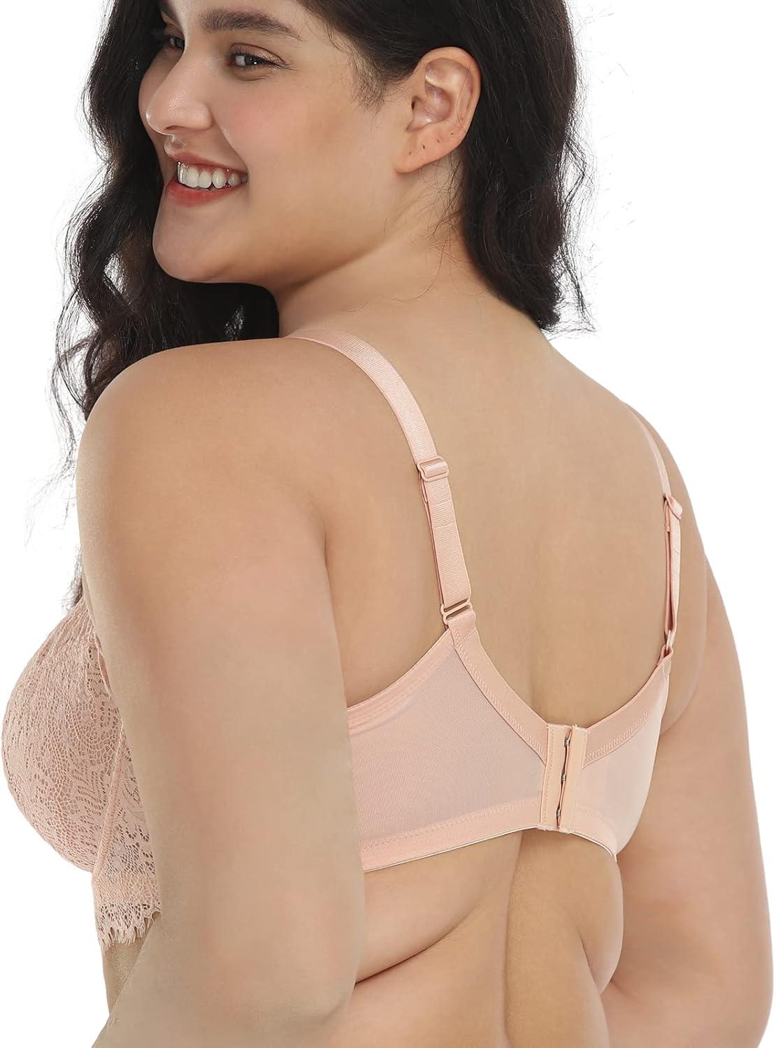 imageHSIA Minimizer Bra for Women  Plus Size Full Coverage Lace Bra with Underwire Non PaddedRose Cloud
