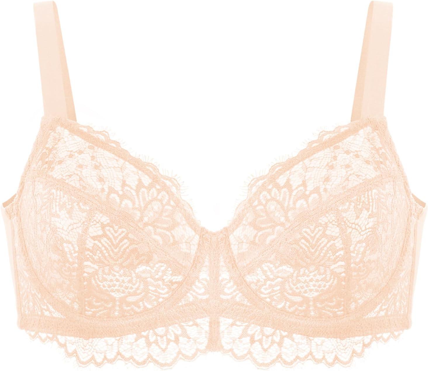imageHSIA Minimizer Bra for Women  Plus Size Full Coverage Lace Bra with Underwire Non PaddedRose Cloud