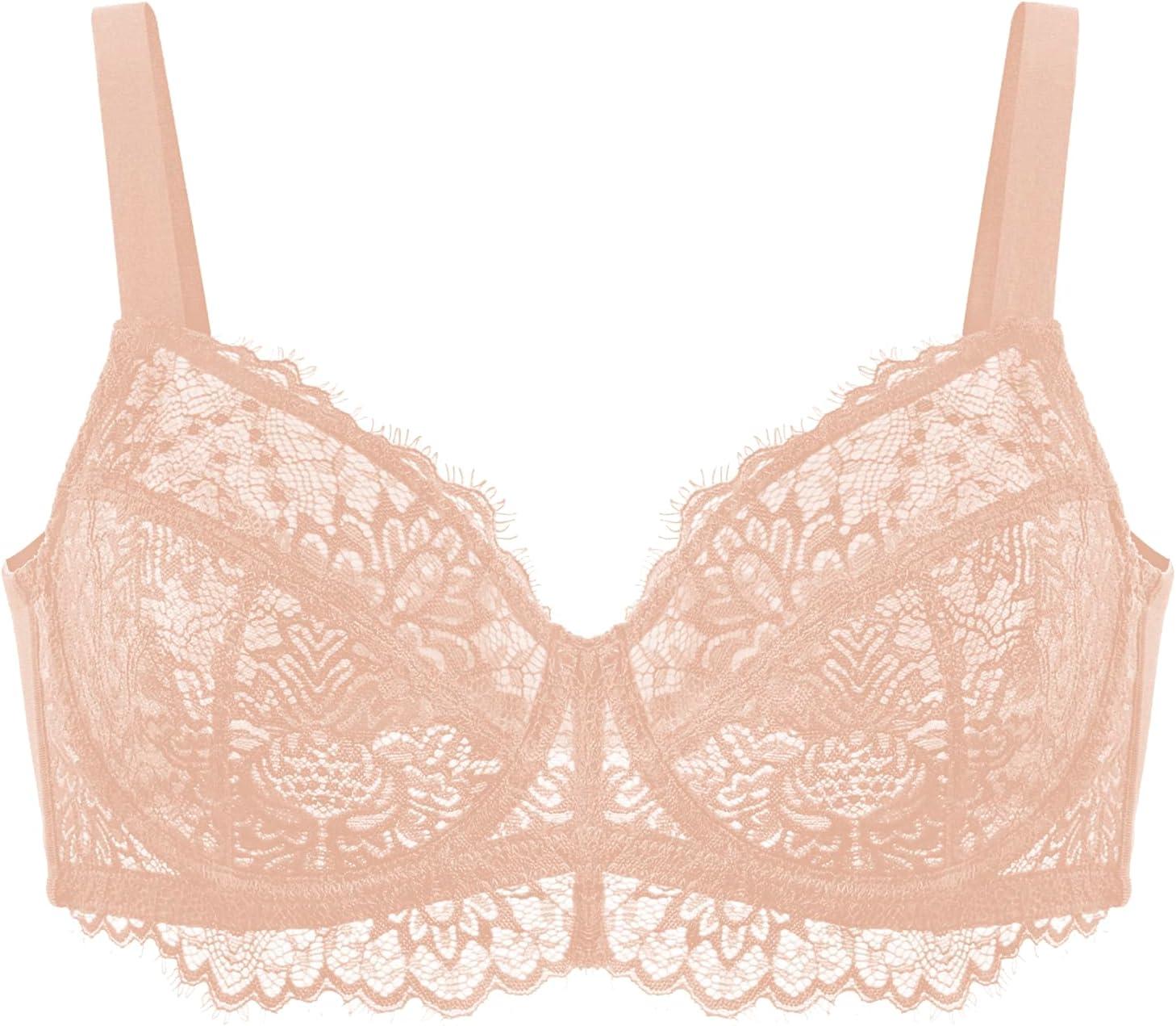 imageHSIA Minimizer Bra for Women  Plus Size Full Coverage Lace Bra with Underwire Non PaddedTaupe Beige