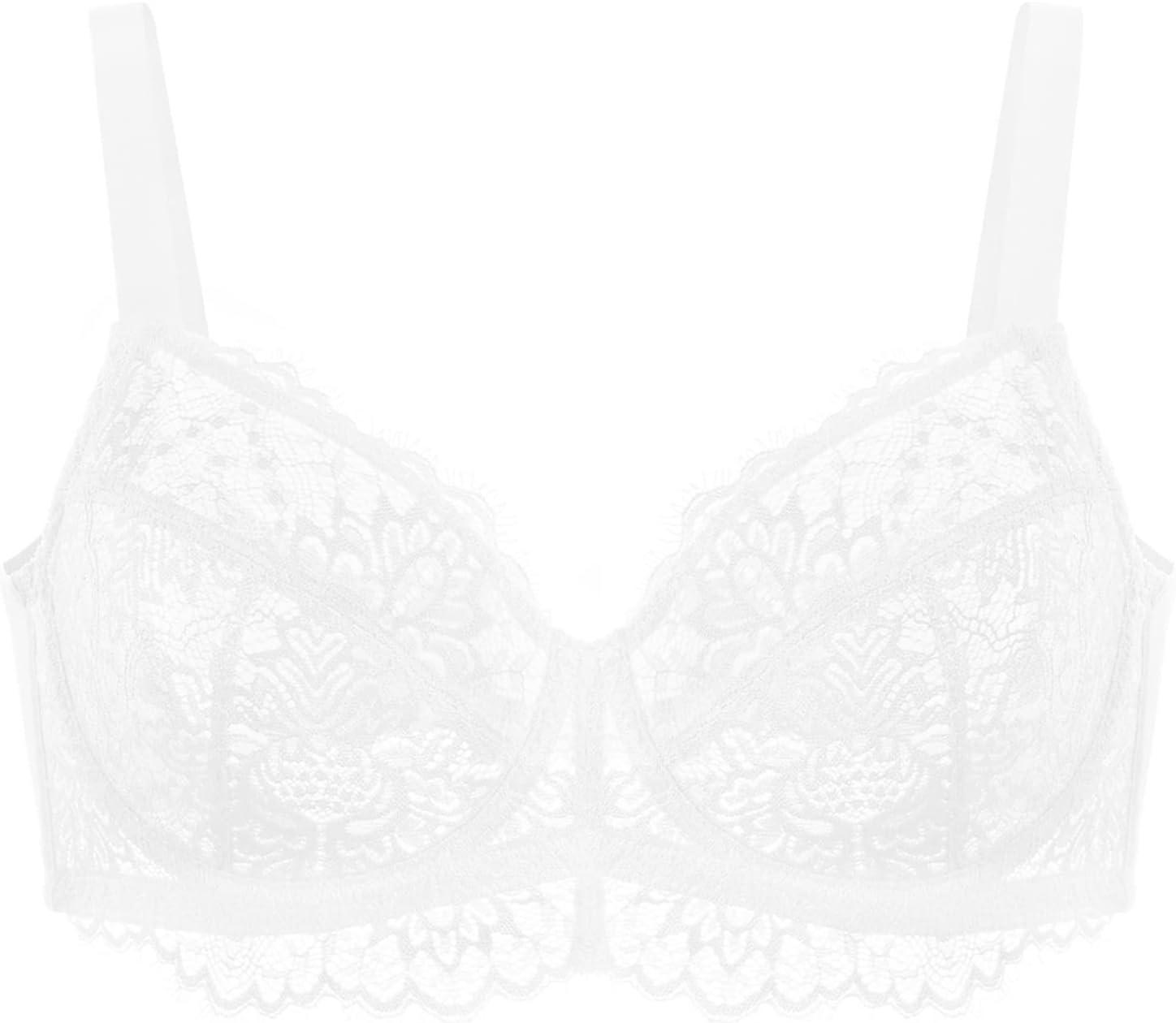 imageHSIA Minimizer Bra for Women  Plus Size Full Coverage Lace Bra with Underwire Non PaddedWhite