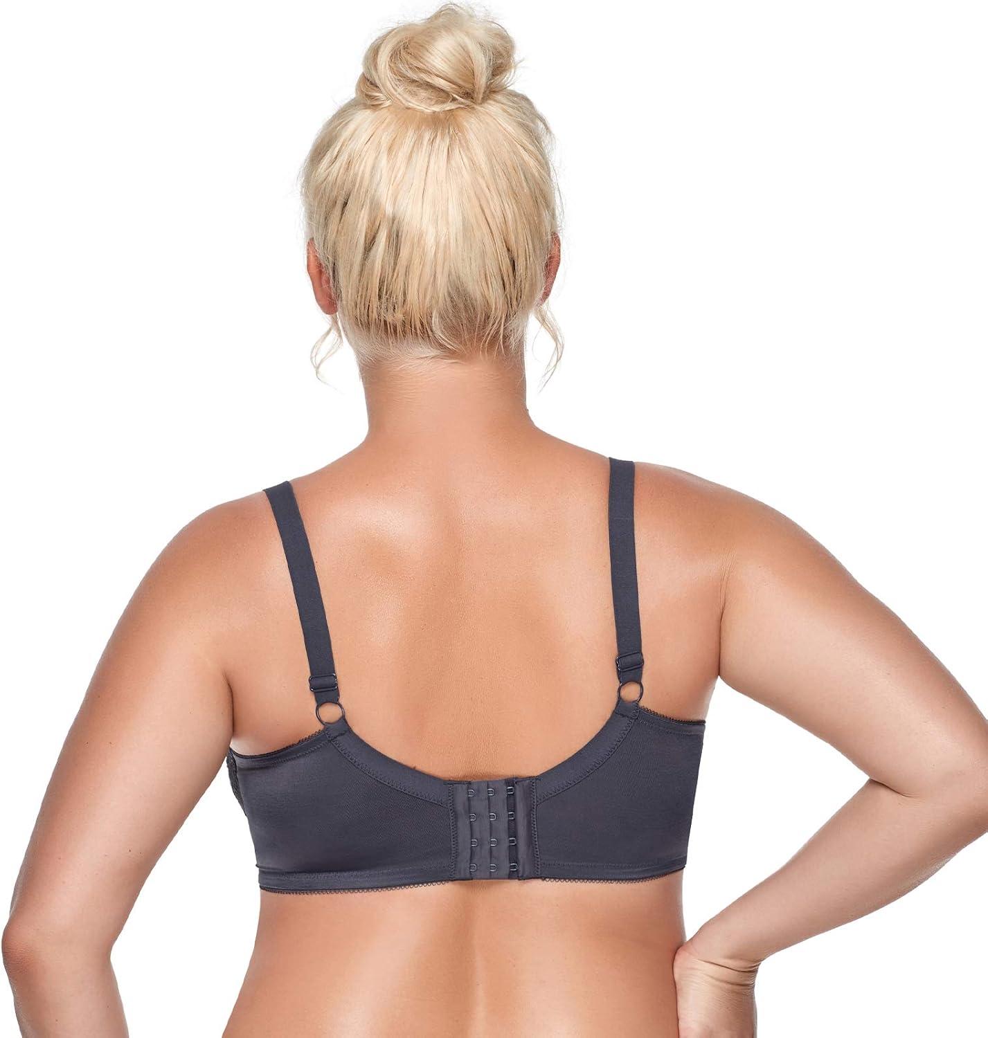 imageHSIA Minimizer Bras for Women Enchante Full Coverage Underwire Bras Plus Size Lifting Floral Lace Bra for Heavy BreastDark Grey