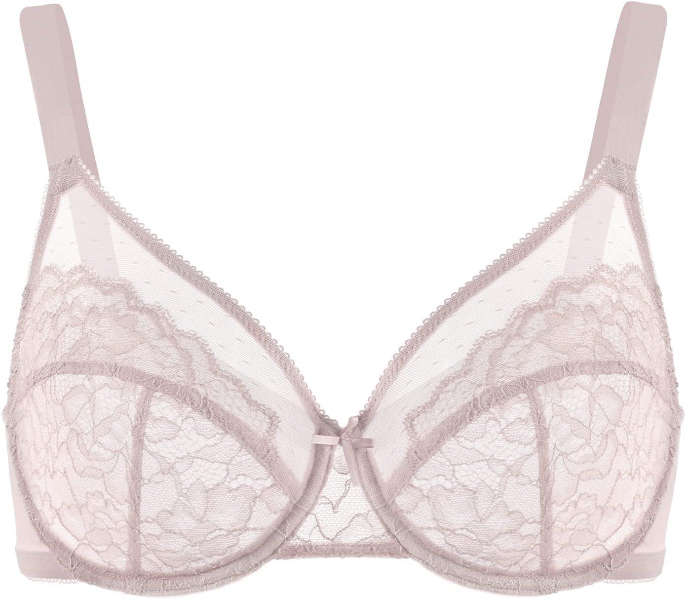 imageHSIA Minimizer Bras for Women Enchante Full Coverage Underwire Bras Plus Size Lifting Floral Lace Bra for Heavy BreastDark Pink