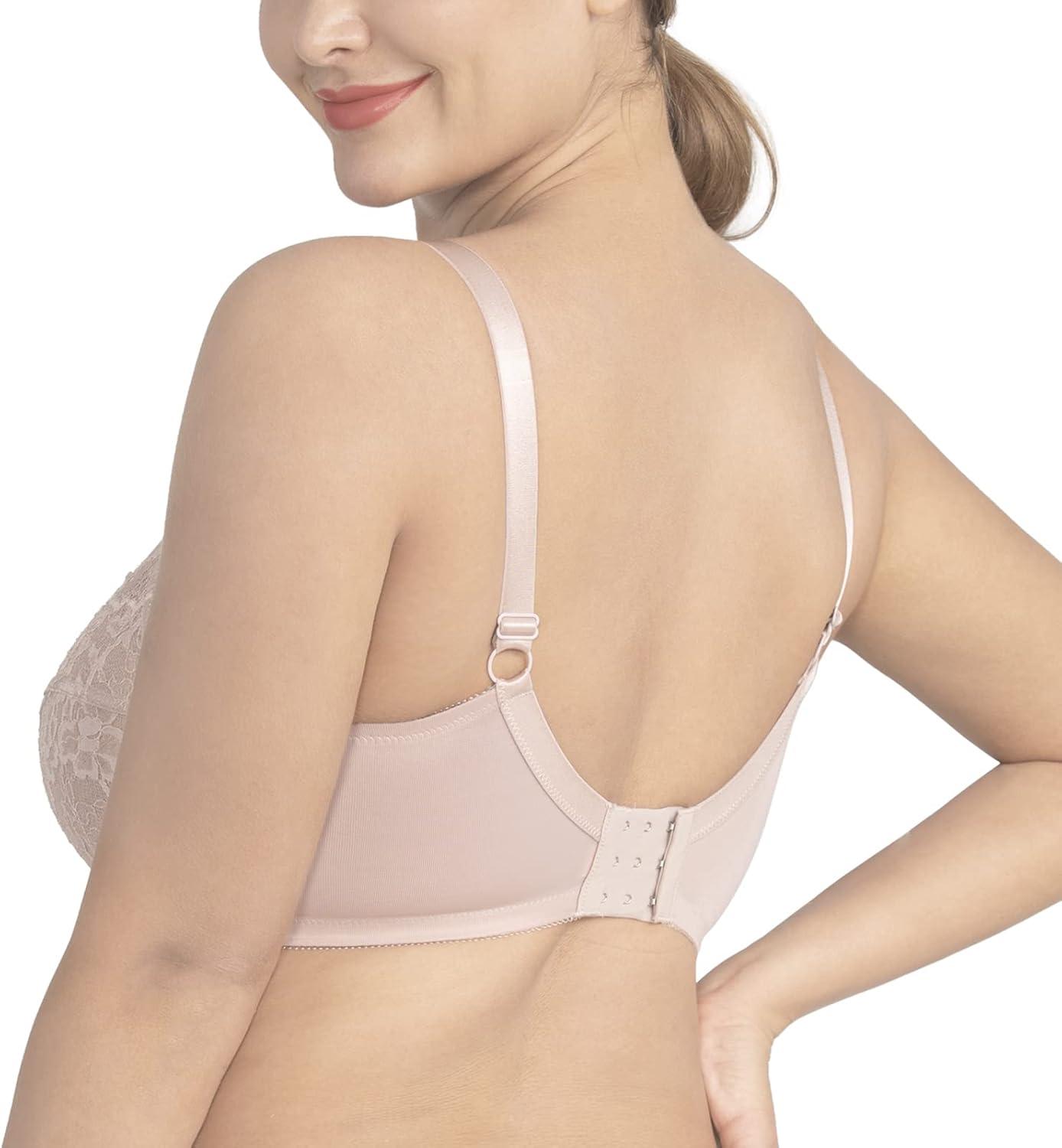 imageHSIA Minimizer Bras for Women Enchante Full Coverage Underwire Bras Plus Size Lifting Floral Lace Bra for Heavy BreastDark Pink
