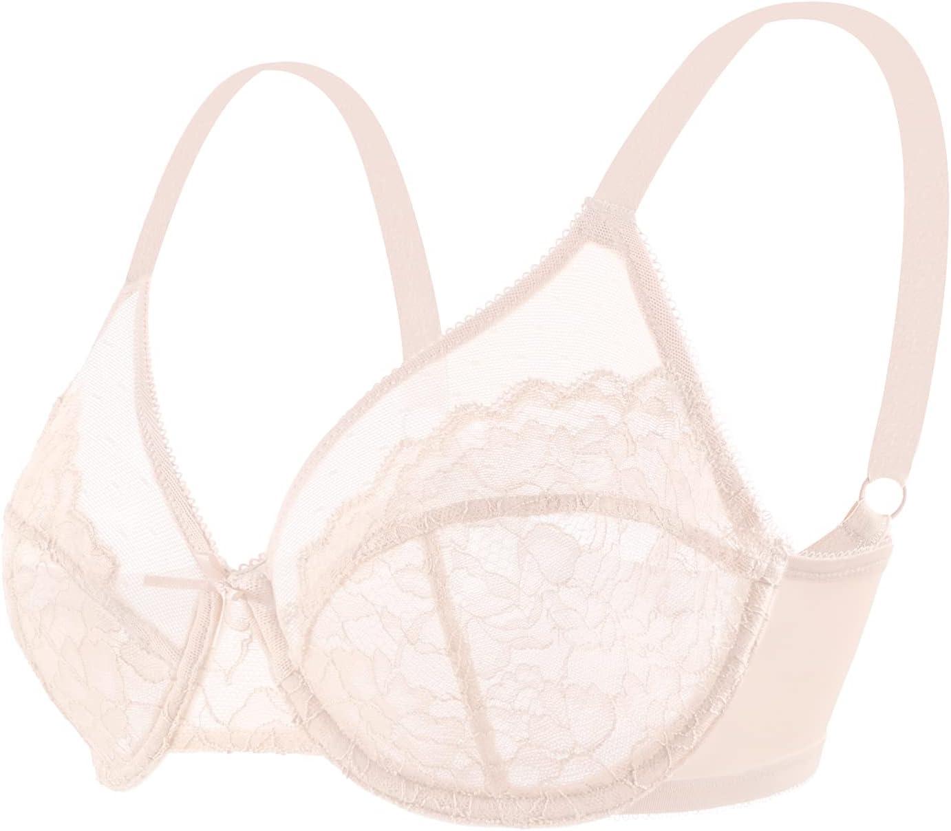 imageHSIA Minimizer Bras for Women Enchante Full Coverage Underwire Bras Plus Size Lifting Floral Lace Bra for Heavy BreastDusty Peach
