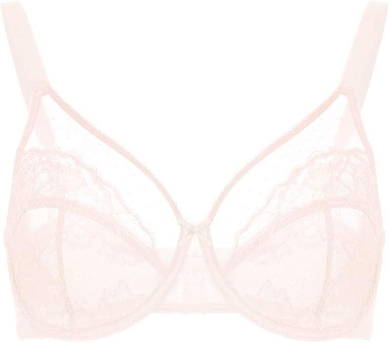 imageHSIA Minimizer Bras for Women Enchante Full Coverage Underwire Bras Plus Size Lifting Floral Lace Bra for Heavy BreastDusty Peach