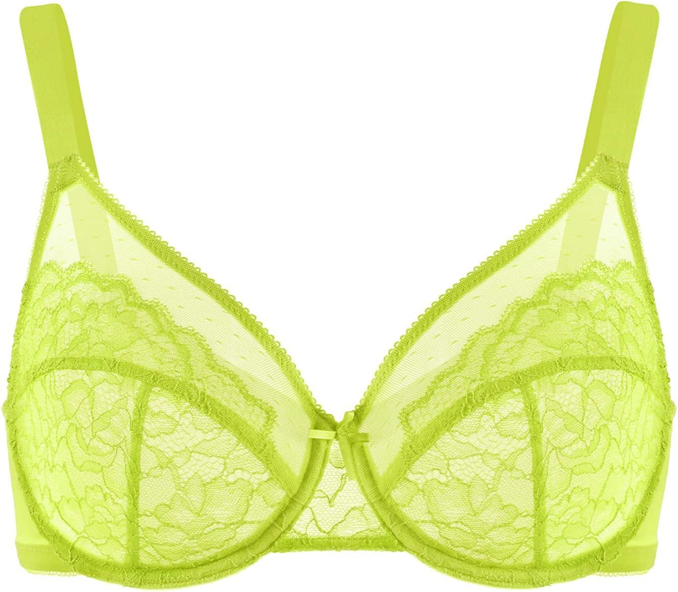 imageHSIA Minimizer Bras for Women Enchante Full Coverage Underwire Bras Plus Size Lifting Floral Lace Bra for Heavy BreastKelly Green