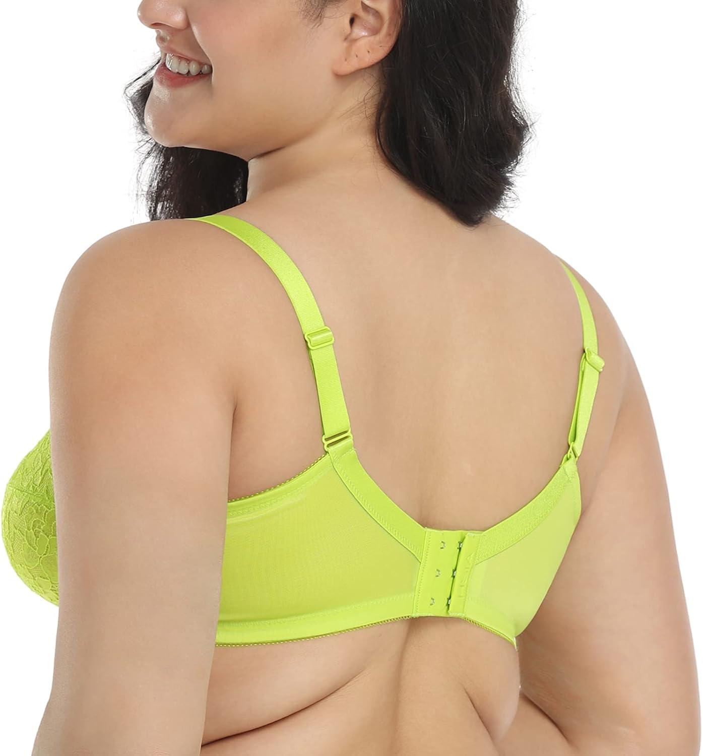 imageHSIA Minimizer Bras for Women Enchante Full Coverage Underwire Bras Plus Size Lifting Floral Lace Bra for Heavy BreastKelly Green
