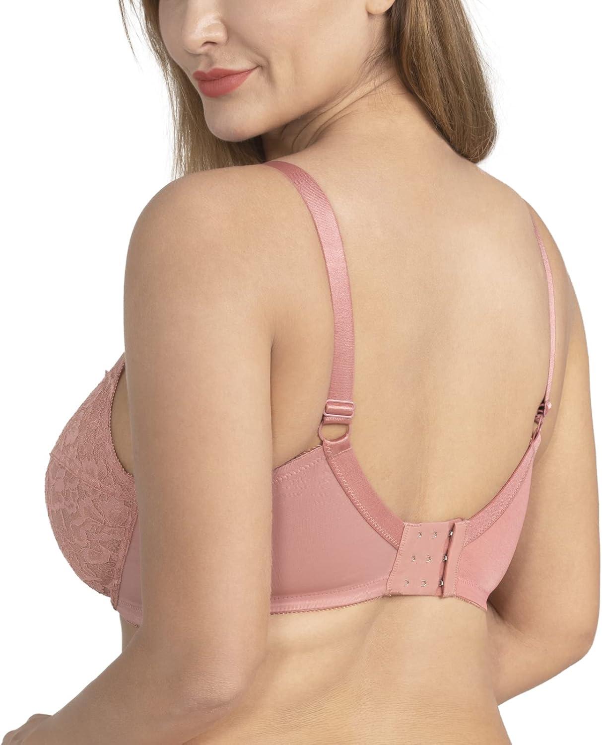 imageHSIA Minimizer Bras for Women Enchante Full Coverage Underwire Bras Plus Size Lifting Floral Lace Bra for Heavy BreastLight Coral