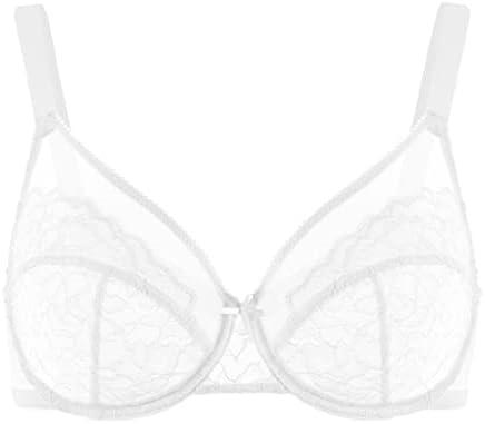 imageHSIA Minimizer Bras for Women Enchante Full Coverage Underwire Bras Plus Size Lifting Floral Lace Bra for Heavy BreastWhite