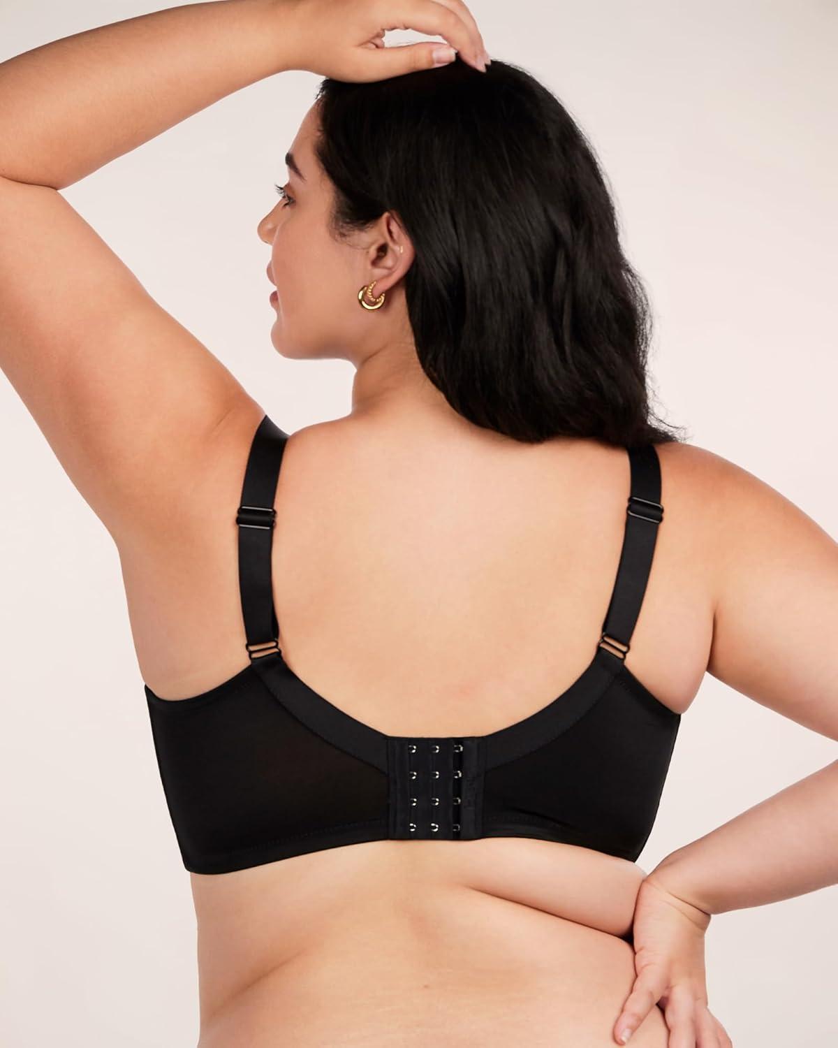 imageHSIA Minimizer Bras for Women Full Coverage Unlined Lace Sexy Plus Size Underwire Bra for Large BreastsBlack