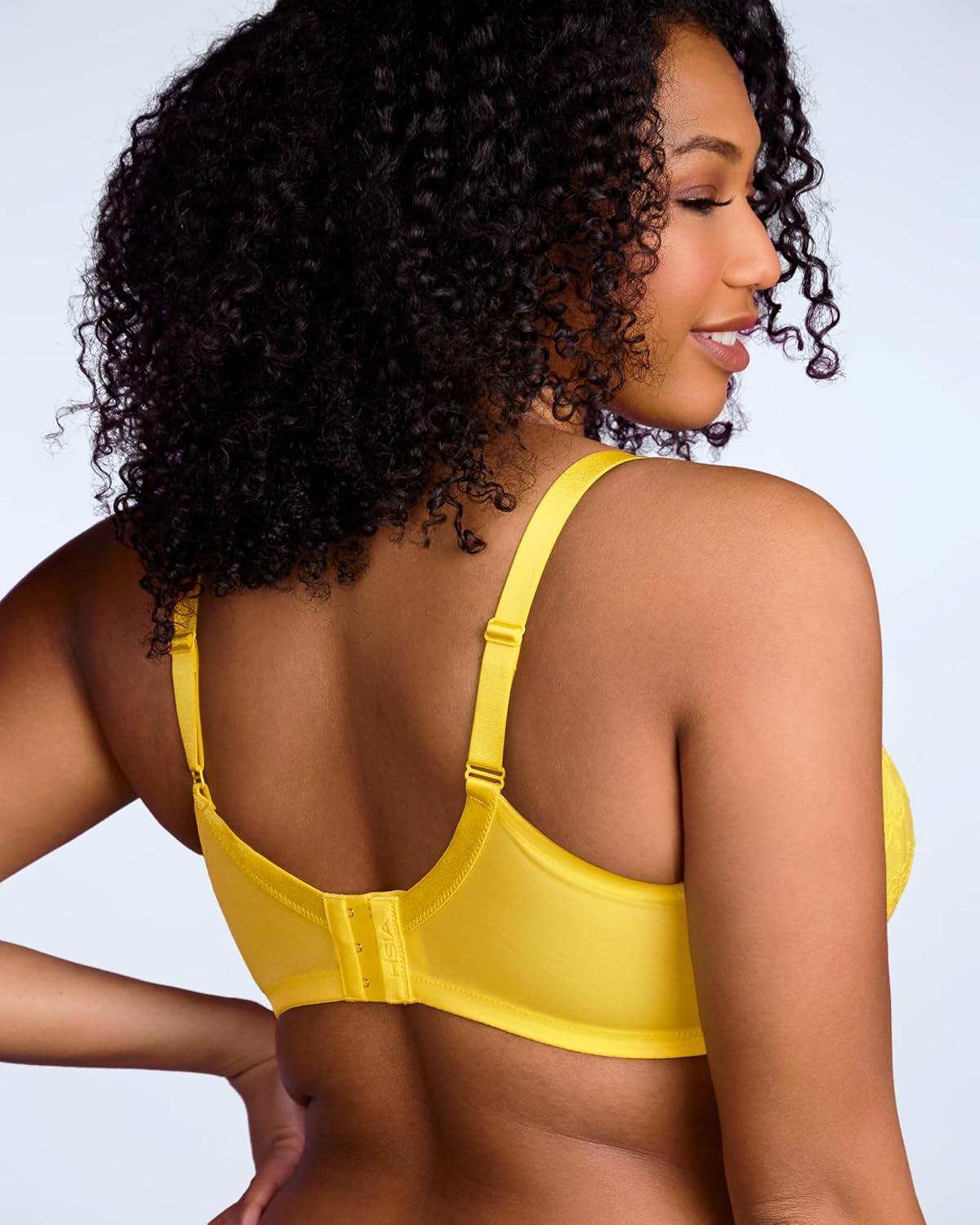 imageHSIA Minimizer Bras for Women Full Coverage Unlined Lace Sexy Plus Size Underwire Bra for Large BreastsBright Yellow