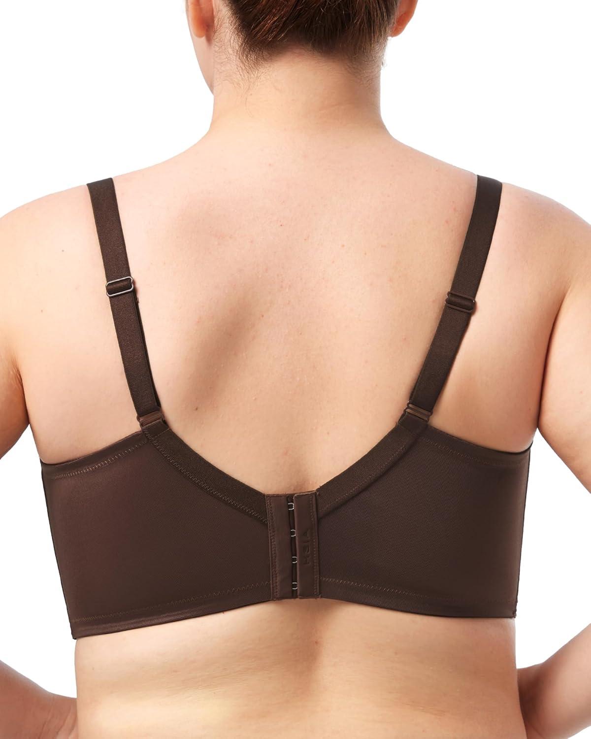 imageHSIA Minimizer Bras for Women Full Coverage Unlined Lace Sexy Plus Size Underwire Bra for Large BreastsDark Brown