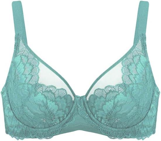 imageHSIA Minimizer Bras for Women Full Coverage Unlined Lace Sexy Plus Size Underwire Bra for Large BreastsDusty Turquoise
