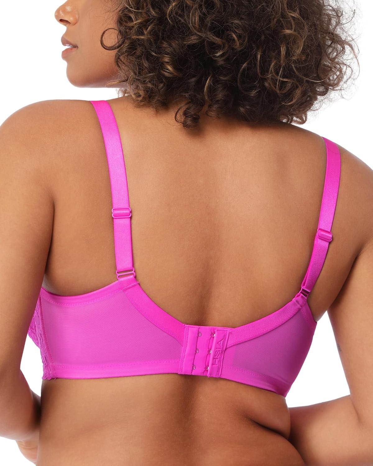 imageHSIA Minimizer Bras for Women Full Coverage Unlined Lace Sexy Plus Size Underwire Bra for Large BreastsHot Pink