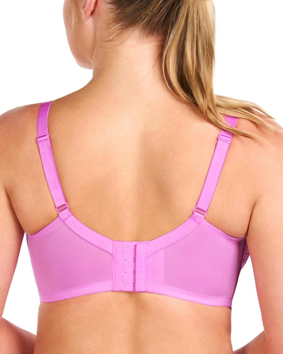 imageHSIA Minimizer Bras for Women Full Coverage Unlined Lace Sexy Plus Size Underwire Bra for Large BreastsPink Purple