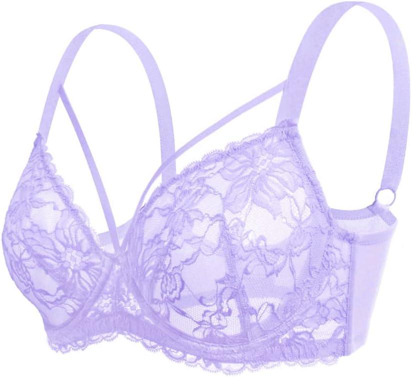 imageHSIA Minimizer Bras for Women Full Coverage Unlined Lace Sexy Plus Size Underwire Bra for Large BreastsPurple