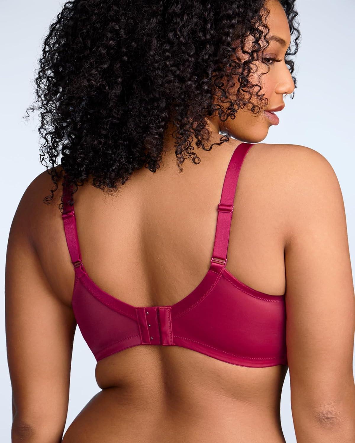 imageHSIA Minimizer Bras for Women Full Coverage Unlined Lace Sexy Plus Size Underwire Bra for Large BreastsRose Red